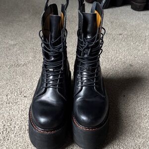 R13 Black Leather Lace-Up Boots